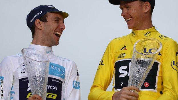 Simon Yates with Chris Froome after the 2017 Tour de France