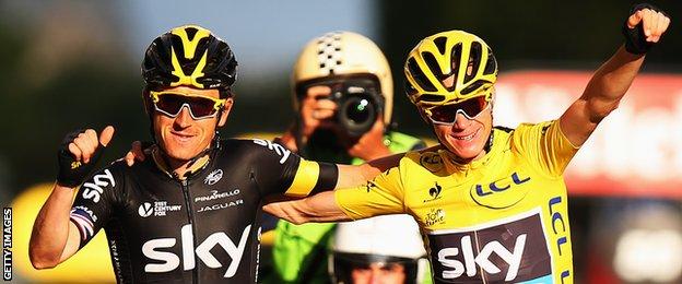 Geraint Thomas (left) with Chris Froome