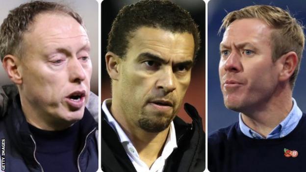 Swansea patronu Steve Cooper (solda) Barnsley patronu Valerien Ismael ve Bristol City baş antrenörü Dean Holden (sağda)