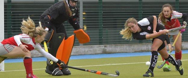 Olivia Roycroft of Cork Harlequins clears as Pegasus pile on the pressure in their 3-1 victory