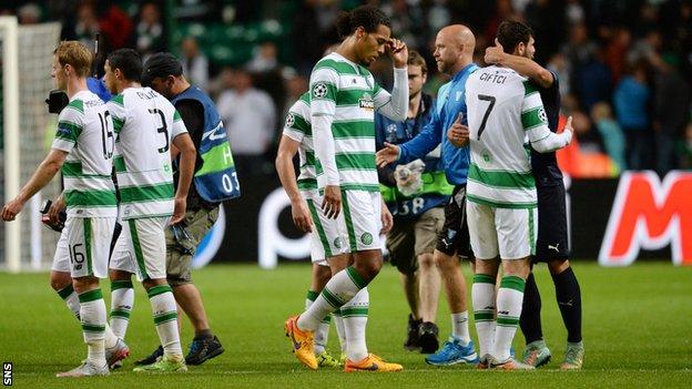 Celtic players after beating Malmo 3-2