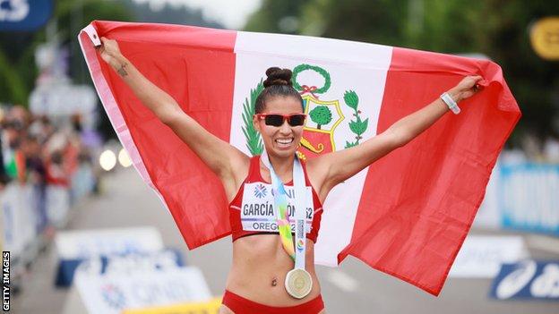 Kimberly Garcia wins gold at the World Athletics Championship in Oregon.