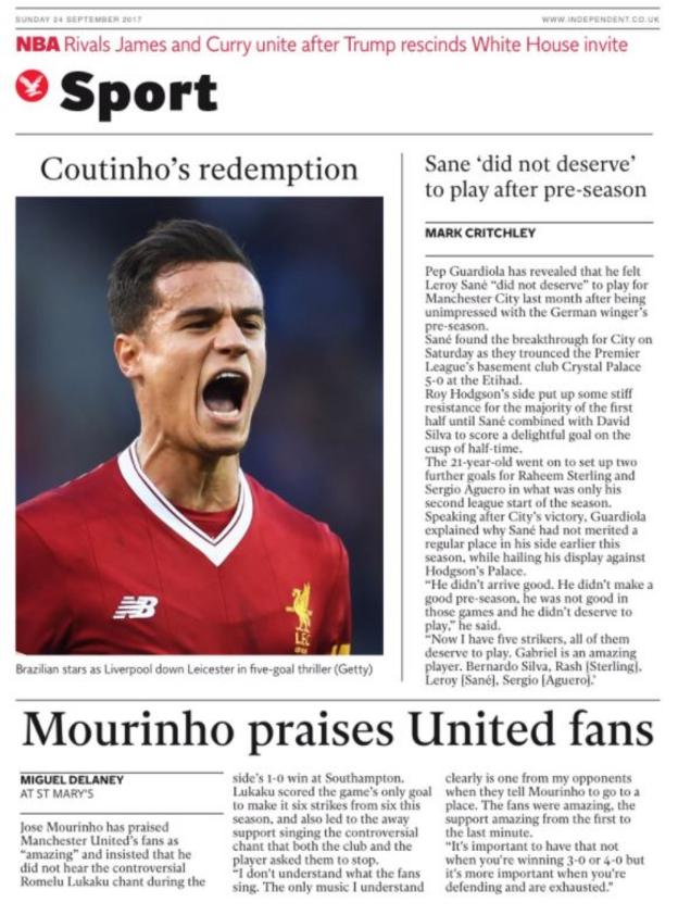 Sunday's back pages - BBC Sport