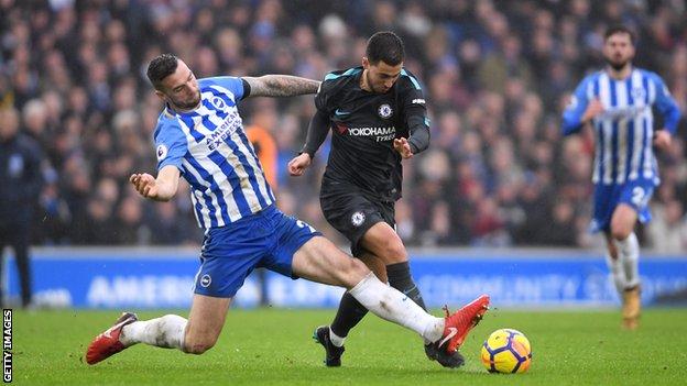 Shane Duffy tries to stop a free-flowing Eden Hazard