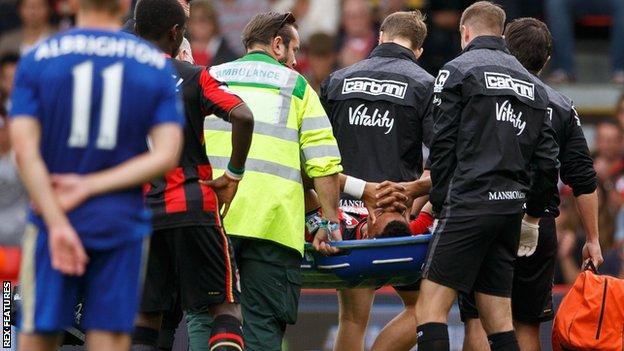 Tyrone Mings is stretchered off