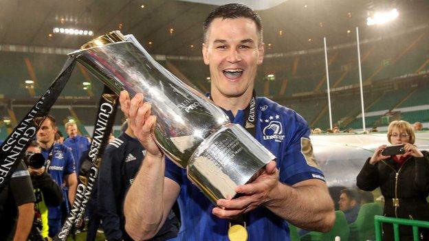 Sexton celebrates winning the Pro14 title with Leinster in 2019