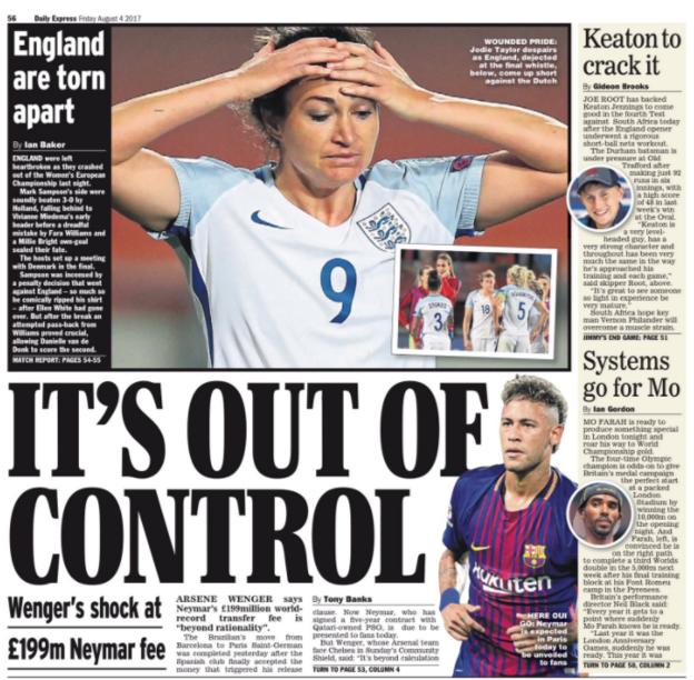 Daily Express back page on Friday