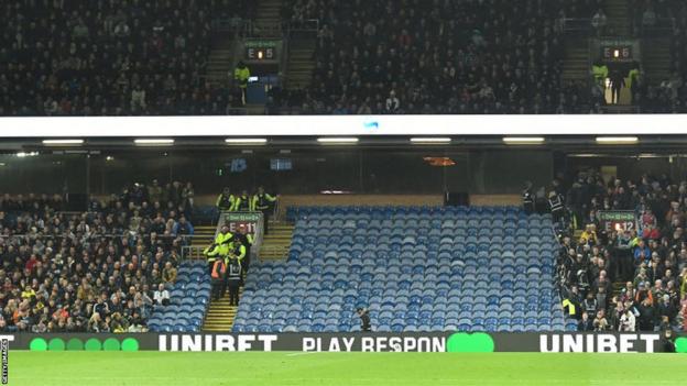 During the first-half of Tuesday's match supporters were moved from a section of the Jimmy McIlroy stand over safety concerns with the stadium's roof.