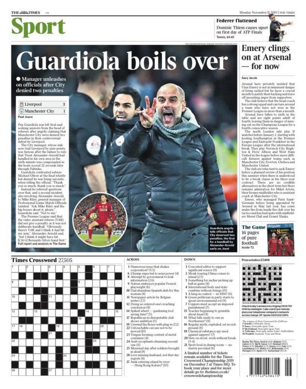 The back page of The Times