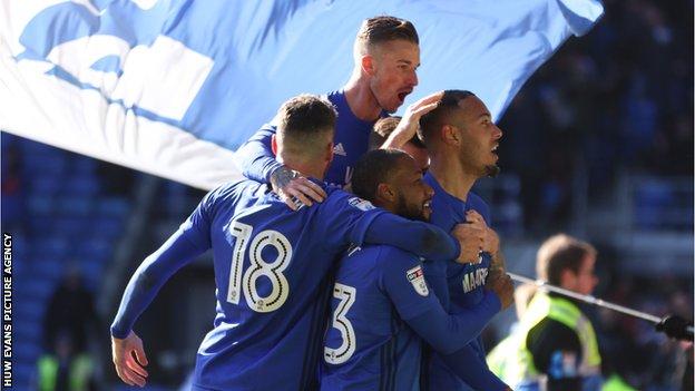 Cardiff celebrate goal vs Bristol City