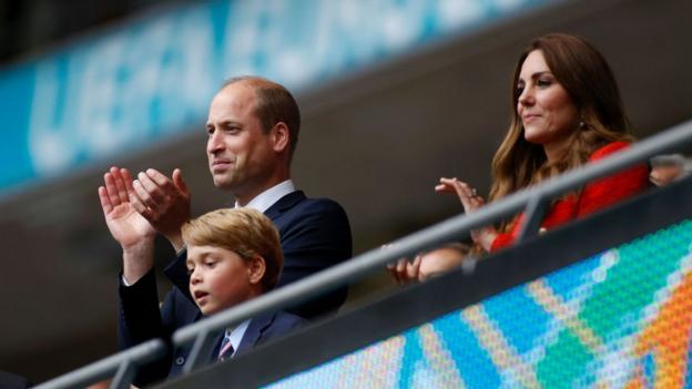 The Duke and Duchess of Cambridge and Prince George at Wembley