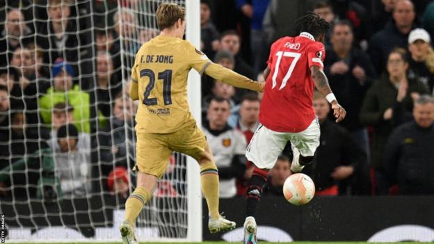 Fred scores a goal for Manchester United