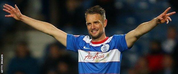 Clint Hill celebrates with QPR