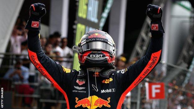 Max Verstappen celebrating