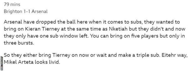 BBC Sport live text