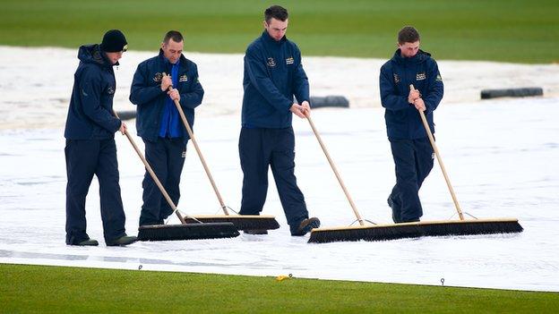 The Hampshire ground staff were the only ones to get on the square at Southampton