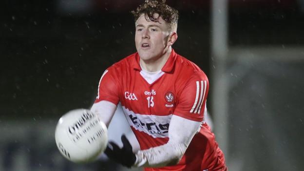 Lachlan Murray in action for Derry against Tyrone on Wednesday night