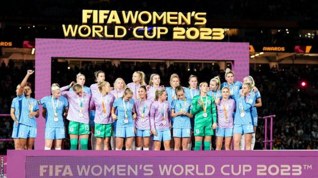 Players of England look dejected and disappointed after their loss after the FIFA Women's World Cup Australia & New Zealand 2023 Final