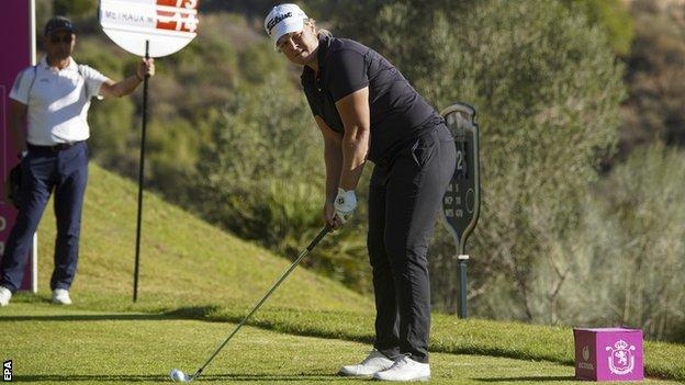 Caroline Hedwall of Sweden plays a shot during the Andalucia Open de Espana