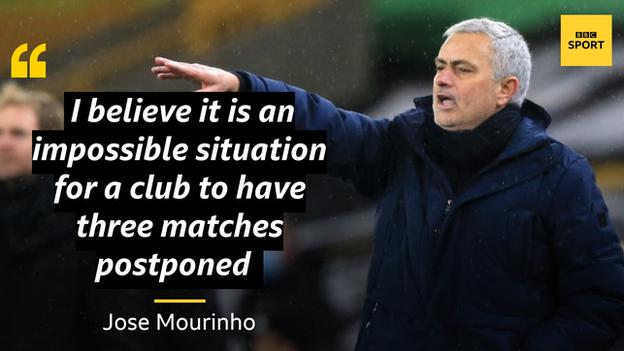 Mourinho quote says: I believe it is an impossible situation for a club to have three matches postponed