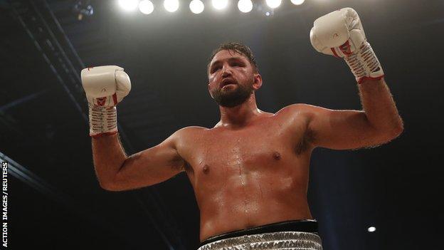 Hughie Fury celebrates after a win