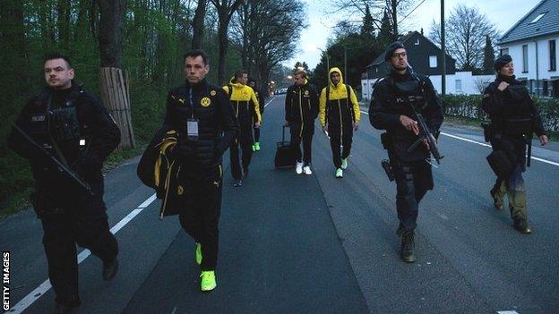 German police escort Dortmund players