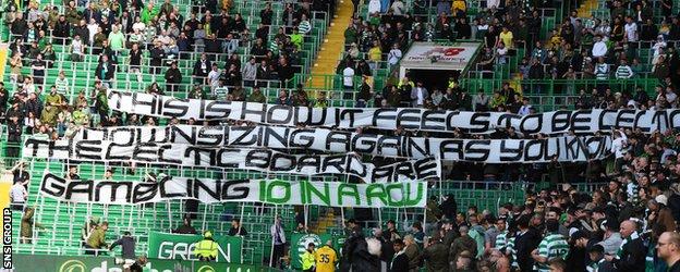 The Green Brigade protested at Celtic's Champions League exit