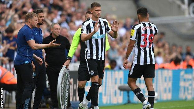 Newcastle make a substitution