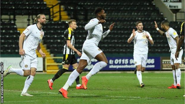 Jamille Matt scores for Newport County against Notts County