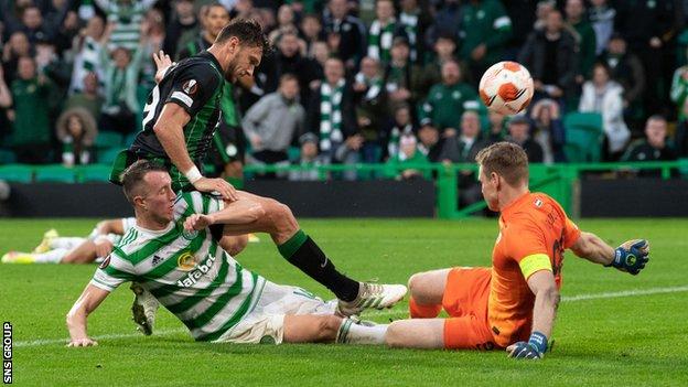 David Turnbull profited from a poor clearance to score Celtic's second goal