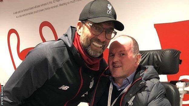 Sean Injured Liverpool fan makes first Anfield since attack - BBC