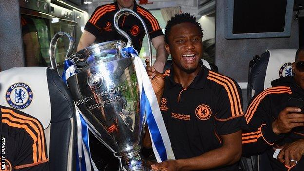 John Mikel Obi with the Champions League trophy