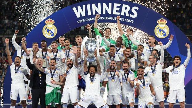 Real Madrid celebrate their Champions League victory over Liverpool