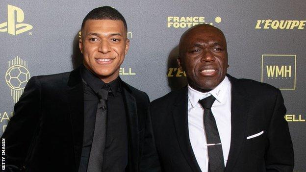 Kylian Mbappe and his father Wilfried at the Ballon d'Or ceremony