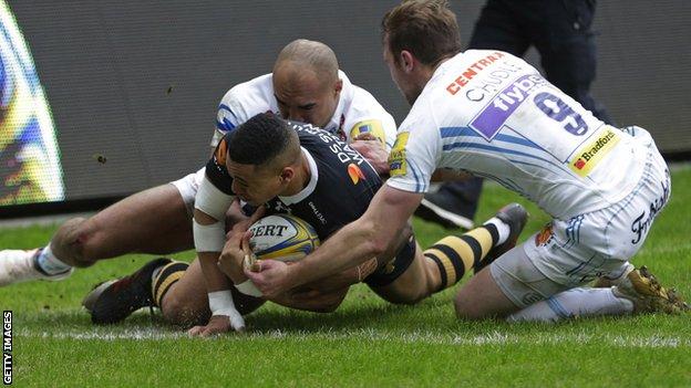 Marcus Watson scores Wasps' opening try