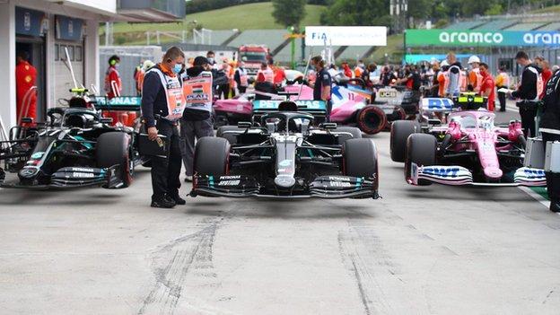 Two Mercedes cars and a Racing Point after qualifying