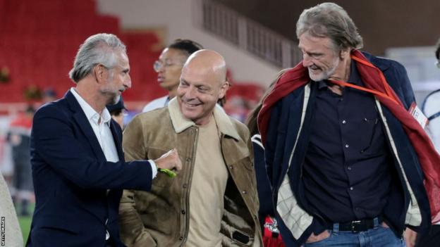Sir Jim Ratcliffe, Sir Dave Brailsford and Jean-Claude Blanc at an OGC Nice Ligue 1 match