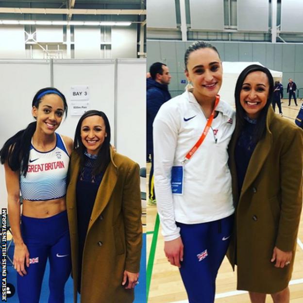 Jessica Ennis-Hill with Katrina Johnson-Thompson and Niamh Emerson
