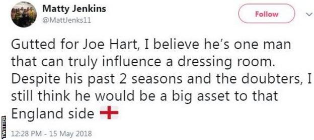 Joe Hart tweet