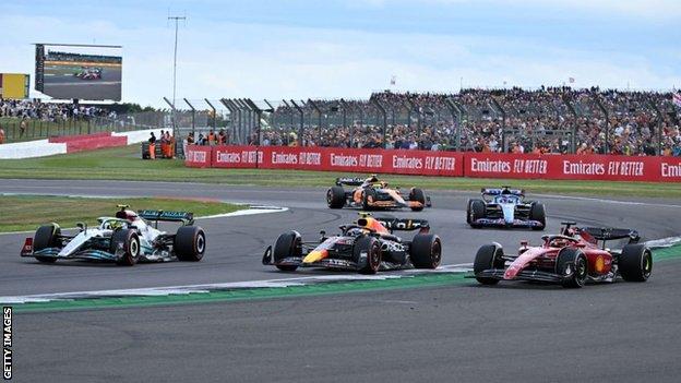 Lewis Hamilton, Sergio Perez and Charles Leclerc