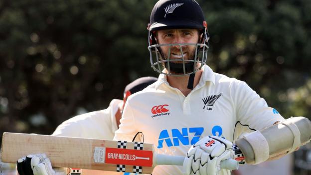 Kane Williamson bats during the second Test against England