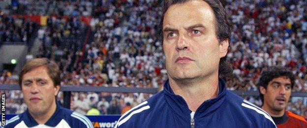 Marcelo Bielsa pictured in 2002 when manager of Argentina