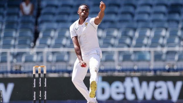 South Africa's Kagiso Rabada delivers a ball during the second day of the second Test cricket match between South Africa and West Indies at The Wanderers Stadium in Johannesburg