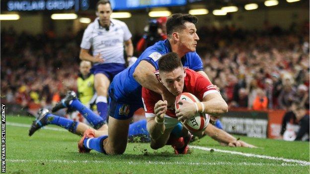 Josh Adams has scored 14 tries in 23 Tests for Wales