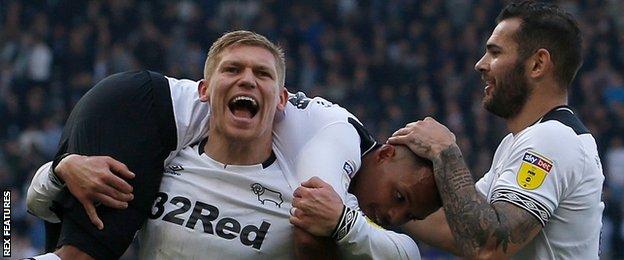 Derby County celebrate a goal