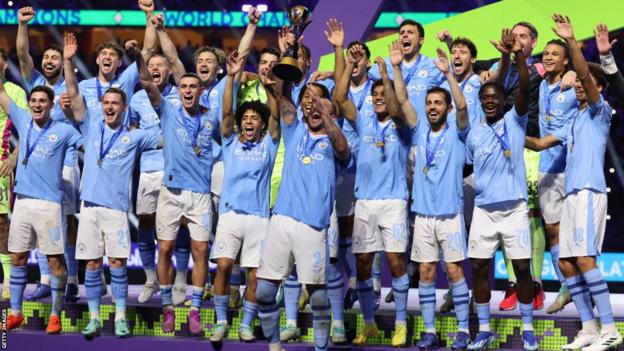 Manchester City lift the Club World Cup trophy