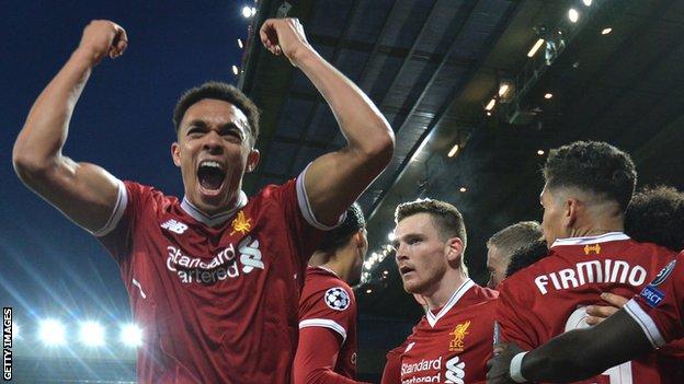 Trent Alexander-Arnold and Liverpool team-mates celebrate