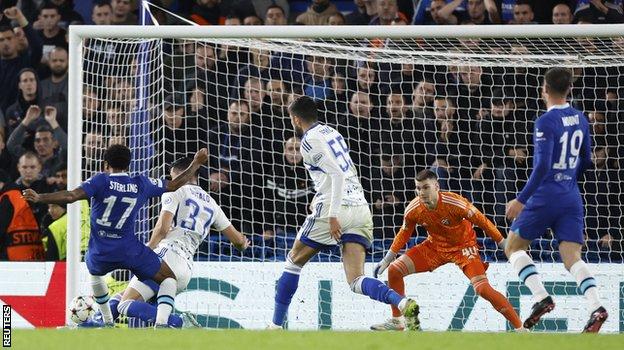 Raheem Sterling scores against Dinamo Zagreb