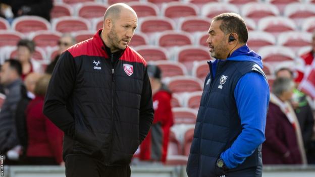 Gloucester caput manager George Skivington and Bristol manager of rugby Pat Lam