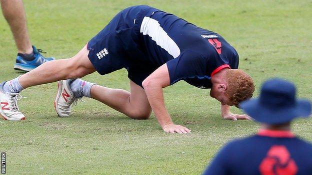 Bairstow reacts after suffering ankle injury